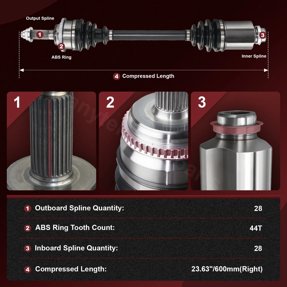 Conjunto de eje CV delantero derecho para Ford Fusion 2006-2009 2003-2008 Mazda 6 2,3 L Foto 3 de 4