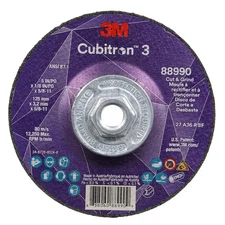 Cut-Off and Grinding Wheel, Type 27, 5 in Dia, 0.125 in Thick, 5/8"-11 Arbor