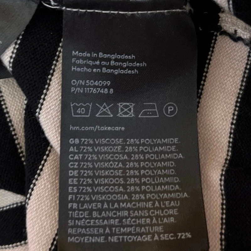 Suéter Pullover Top H&M Negro Blanco Rayas Tejido Cuello Alto Manga Larga Talla S Foto 4 de 4