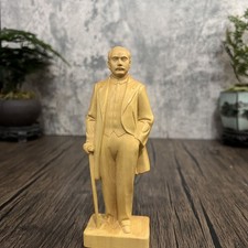 Hinoki Wood Sun Yat Sen Bust Carving Solid Wood Statue Home Office Decor