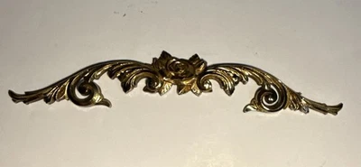 Vtg Hollywood Regency Syroco Faux Brass Gold Rose Scroll Wall Plaque Pediment - Image 1 of 4