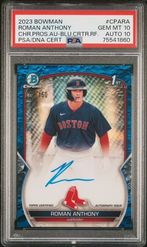 2023 Bowman Chrome Roman Anthony Blue Lunar Crater  122/150 PSA 10 Auto 10 Pop 7