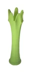 Fenton Custard Uranium Lime Green Diamond Ribbed Swung Glass Vase 15.5" Tall