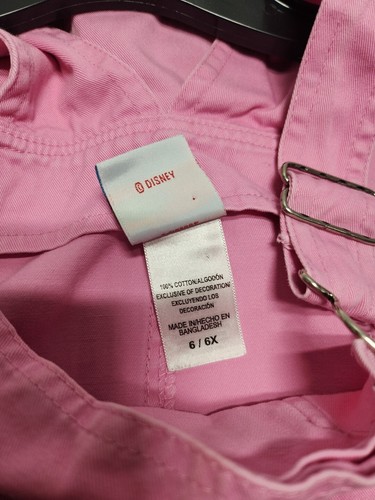 Disney Kids Pink Denim Overall Dress Size 6/6X RK25 - Picture 4 of 6