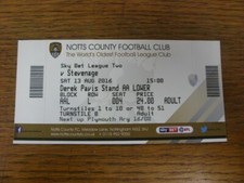 13/08/2016 Ticket: Notts County v Stevanage. For UK orders shipping is FREE of c