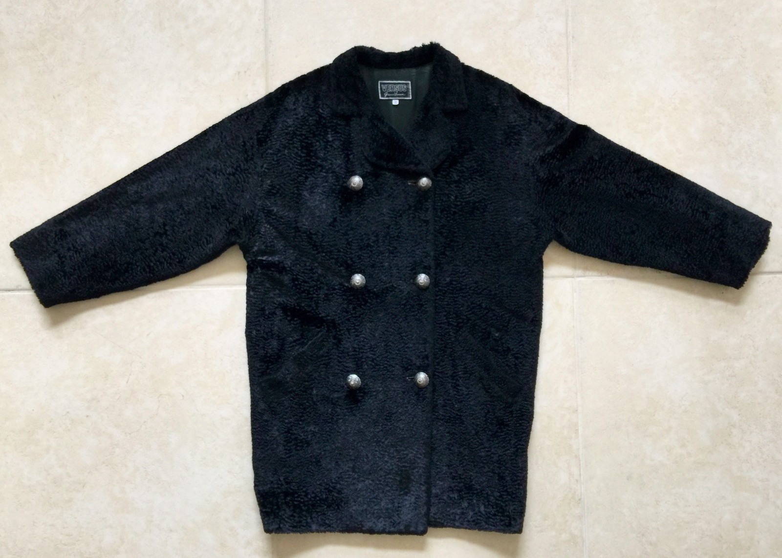 GIANNI VERSACE VERSUS black faux fur women's coat size IT 44 from 1995/96 image 6