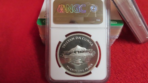 TRISTAN da CUNHA - Elizabeth II Silver Jubilee 25 Pence 1977 NGC PF68 - Picture 5 of 6