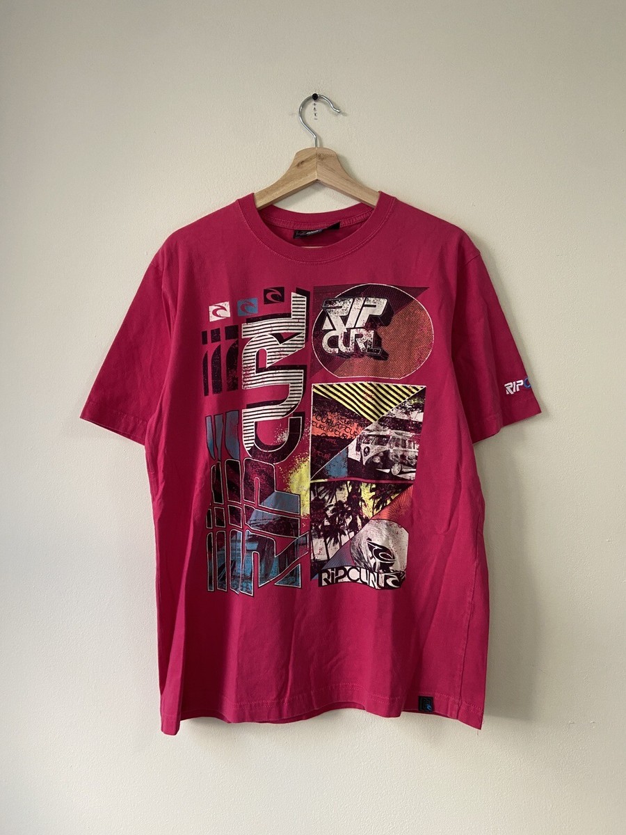 RILY Tシャツ Vintage Rip Curl Surfing abstract art surf 90's sports pink tee