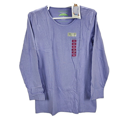 Earth Yoga Top Women XXL Purple Dotted Spaced Lavender Ladies Long Sleeve Blouse