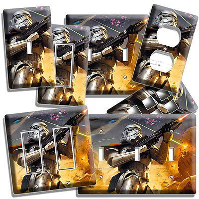 STAR WARS STORMTROOPER LIGHT SWITCH OUTLET COVER WALL PLATES BOYS GAME ROOM ART
