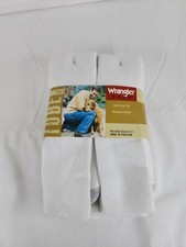 Wrangler Hero Mens White Tube Socks 6 Pairs - Size 10-12 NEW