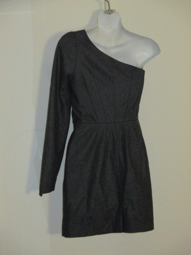 Vestido de ciudad In God We Trust gris de lana con un hombro talla L nuevo sin etiquetas $395 - Imagen 3 de 6