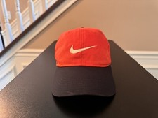Vintage Youth Nike Snapback Cap S60912, Red-Orange and Black, Cleaned 