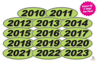 #ad Oval Model Years Vinyl Car Window Stickers Black Green 12 of 1 Year Per Pack $16.99
