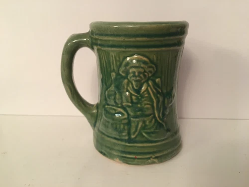 Vintage McCoy 1920's Buccaneer Pirate Stoneware Mug. 6 Mark. Green