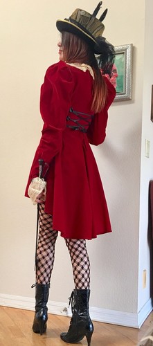 Rubies Victorian Lolita Steampunk Red Velvet Cosplay 3 pc Costume Halloween S - 第 3/12 張圖片