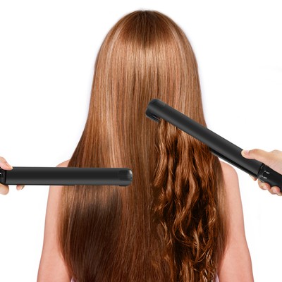 2 In 1 Hair Straightener Curling Iron Portable Tourmaline Ceramic