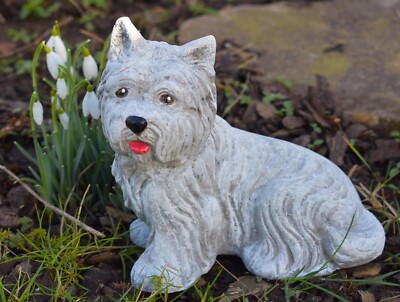 Gartenfigur, Hund Westie, Malteser, Terrier Steinfigur, massiv, frostfest