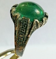 BEAUTIFUL POST MEDIEVAL VINTAGE SILVERED SEAL RING WITH STONE INSERT