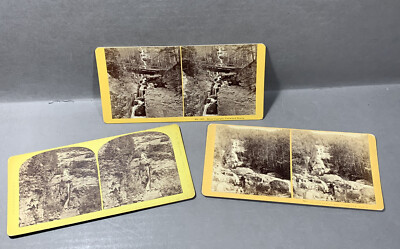 Silver Cascade Crawford Notch White Mountain NH Stereoview Photo Lot c1870