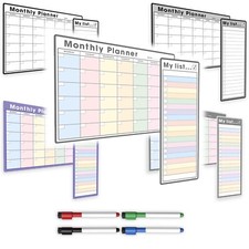 Magnetic to Do List and Monthly Planner Bundle with 4 Dry Erase Pens