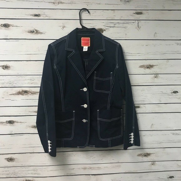 Veste Blazer Femme Isaac Mizrahi - Détail Couture, Couleur Marine - Taille S, Occasion Très Bon état