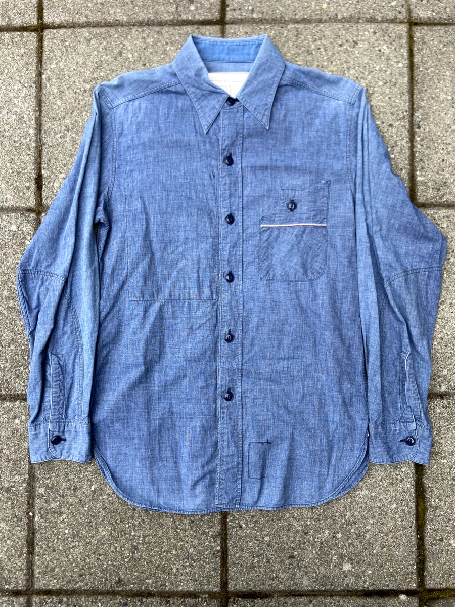 Mister Freedom x Sugar Cane Utility Chambray Button-Up Selvedge Blue Shirt Japan