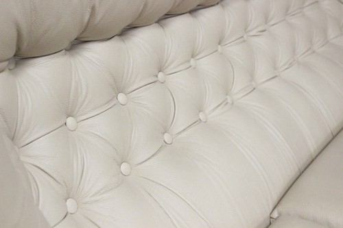Divano 3 posti Chesterfield Chester bergere monk originale inglese / pelle beige - Foto 9 di 10