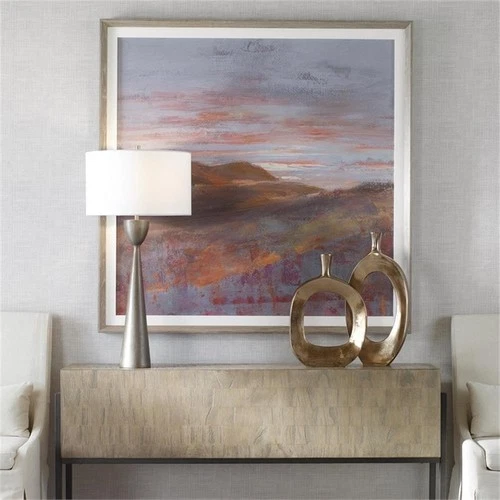 Uttermost Dawn On The Hills Linen and Wood Framed Print in Multi-Color - Picture 1 of 9