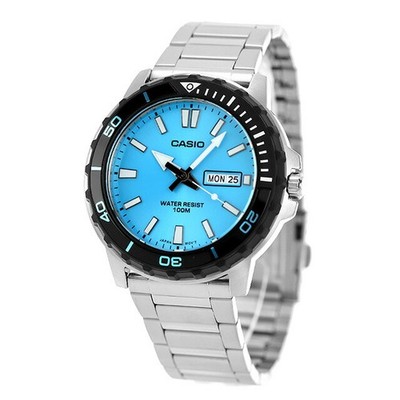 Unbenutzte CASIO Diver-Look MTD-125D-2A3VDF Silber Herrenuhr in Box