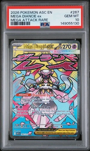 2026 POKEMON ASC EN-ASCENDED HEROES MEGA ATTACK RARE #267 MEGA DIANCIE EX PSA 10