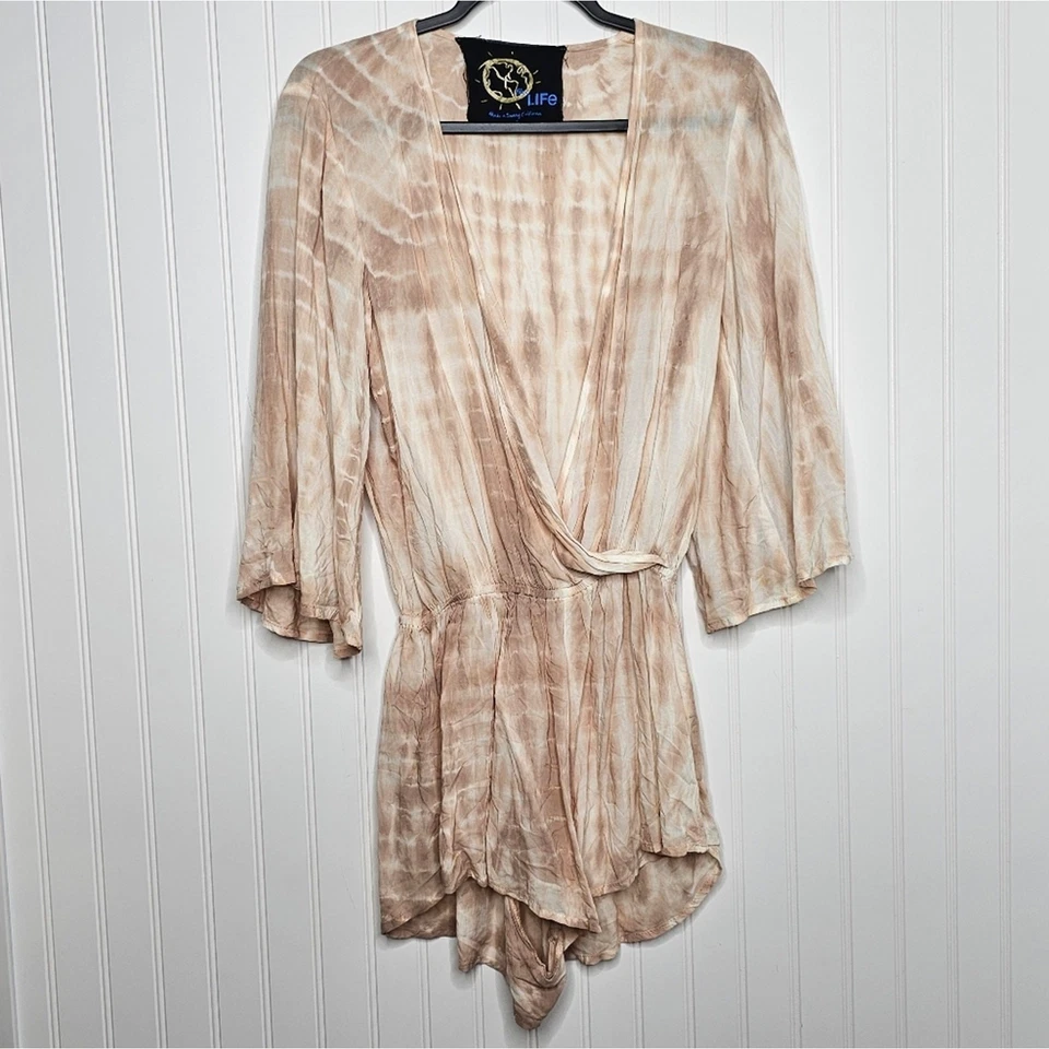 Mameluco Blue Life Wild and Free Talla XS Arena Tie-Dye Rayón Playa Vacaciones Boho Foto 2 de 4