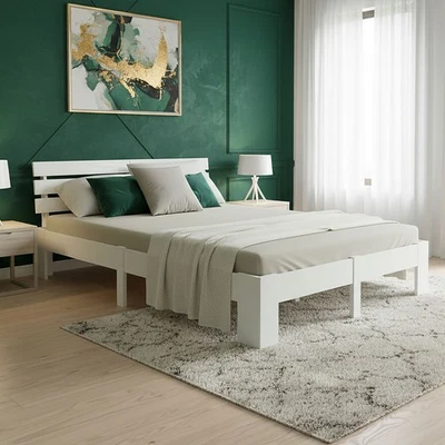 Lit en Bois Double Adulte 160x200 cm Cadre de Futon Sommier à Lattes Homestyle4u - Photo 1/4