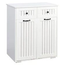 Tilt-Out Laundry Cabinet Sorter | Dual Hamper with 2 Storage Drawers