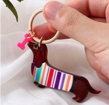 Striped Jacket Dachshund/Sausage Dog Keyring