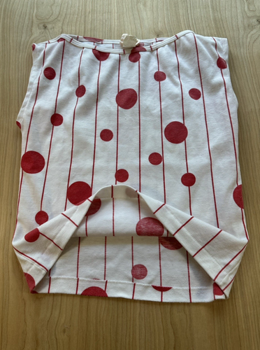 vintage 80's womens polka dot stripe SLEEVLESS TOP dream weaver BOAT NECK COLLAR - Picture 7 of 20