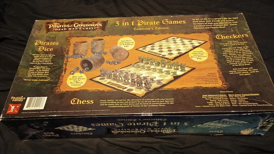 Pirates of the Caribbean Dead Men's Chest 3 in 1 Games Chess Checkers Dice NEW - Image 2 of 3