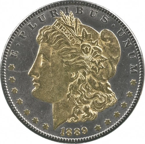 1889 Morgan Silver Dollar Colorized Gold Plated Reverse Proof Look *0502