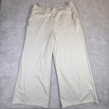 Eileen Fisher Cream Tencel Blend Wide Leg Cropped Pants Large High Rise Stretch