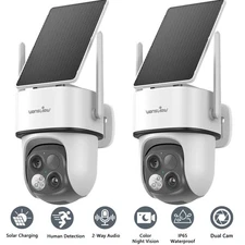 Wansview 3MP Dual-Cam Solar Security Camera 360°View Human Detection Wireless