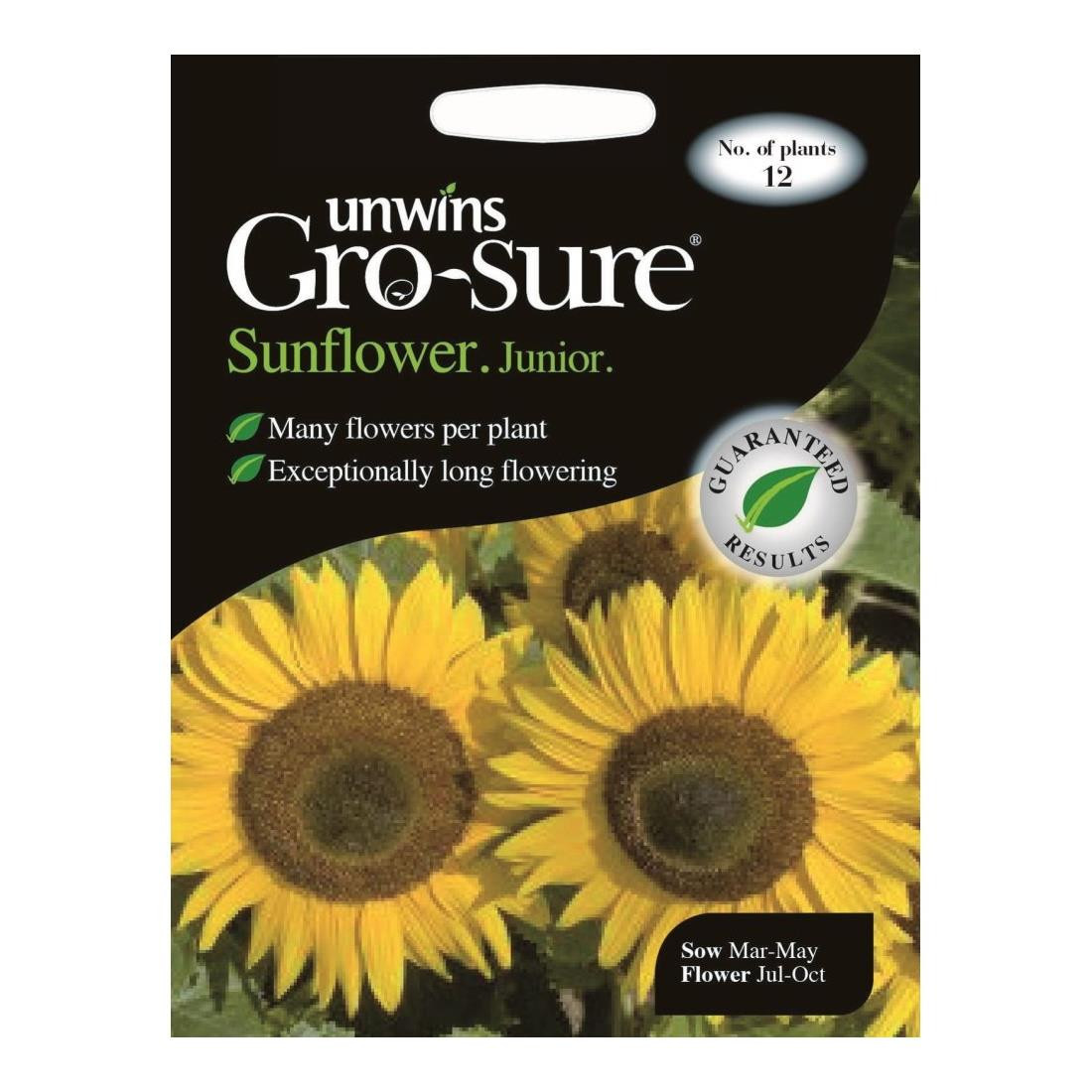 Unwins Grow Your Own Pollen Free Long Flowering Junior F1 Sunflower Seeds
