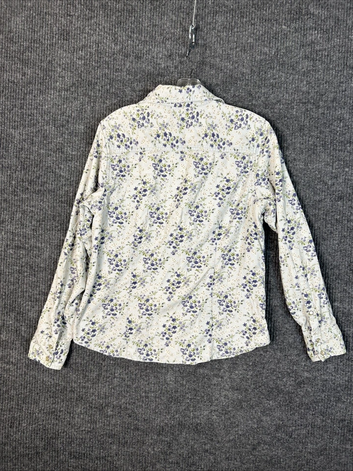 Camisa Eddie Bauer Para Mujer Pana Perla Floral a Presión Talla Mediana Cottage Boho Foto 2 de 4