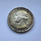 1964-P Washington Quarter - AU Rainbow Toned - 90% US Silver Coin Natural Toning
