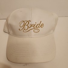 Bride White Gold Lettering Ball Cap Hat Adjustable Stretch Baseball Adult Used
