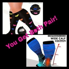 2 New Pair Unisex Plus Size 4X Wide Calf 20-30mmhg Compression Socks
