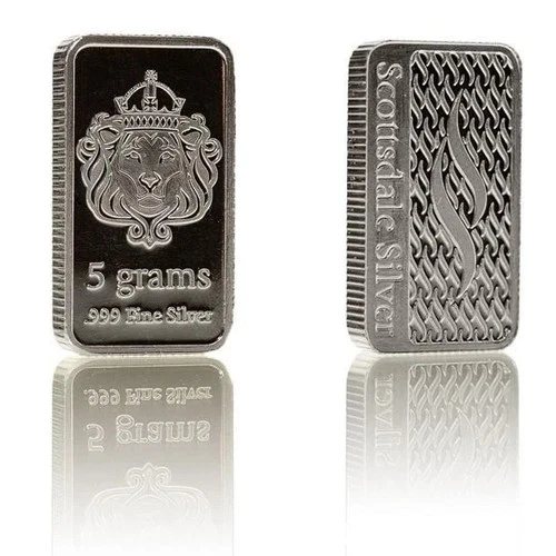 5 gram .999 Fine Silver Bar - Scottsdale Mint - Lion