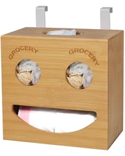 2-in-1 Trash Bag Dispenser & Grocery Bag Holder with Hanger for Standard Tras...