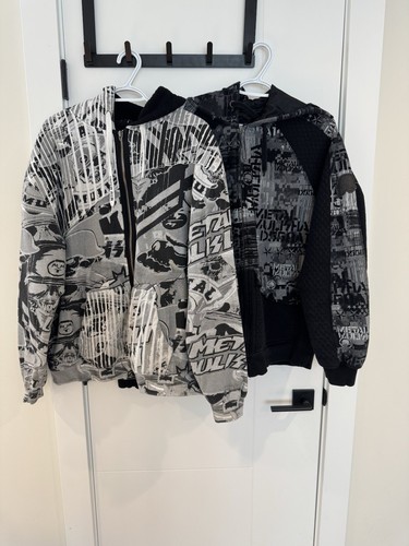 Metal Mulisha Hoodie Jacket XL Full Zip Graphic Print Black Gray White Lot of 2
