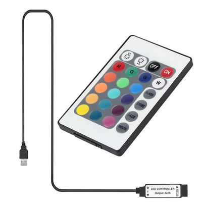 DC 5V 24 Key IR Remote Controller with 1m USB Inline IR Controller for 5050 2...