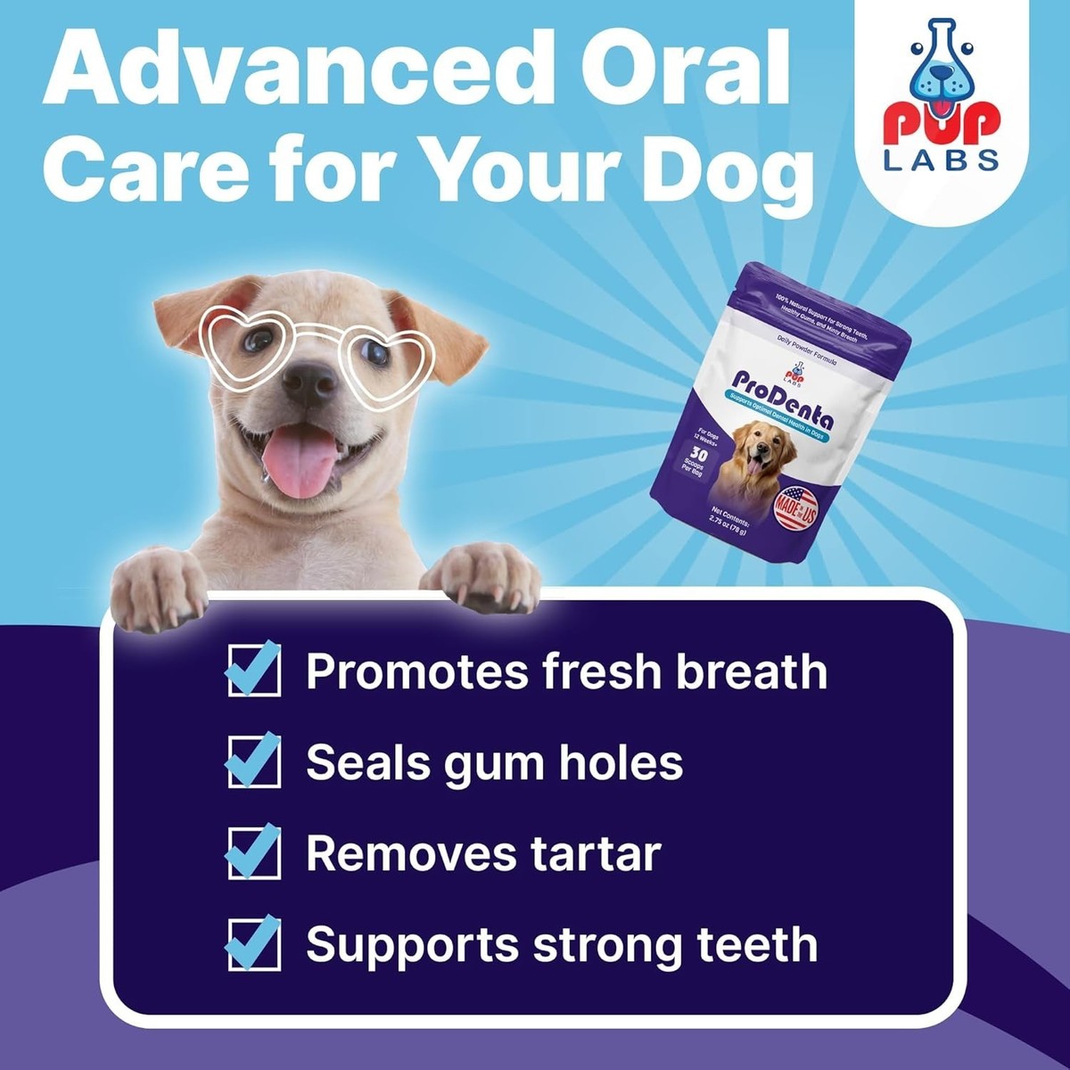 ProDenta Dog Dental Powder for Teeth 30 Scoops 2.75oz Exp 12/2027
